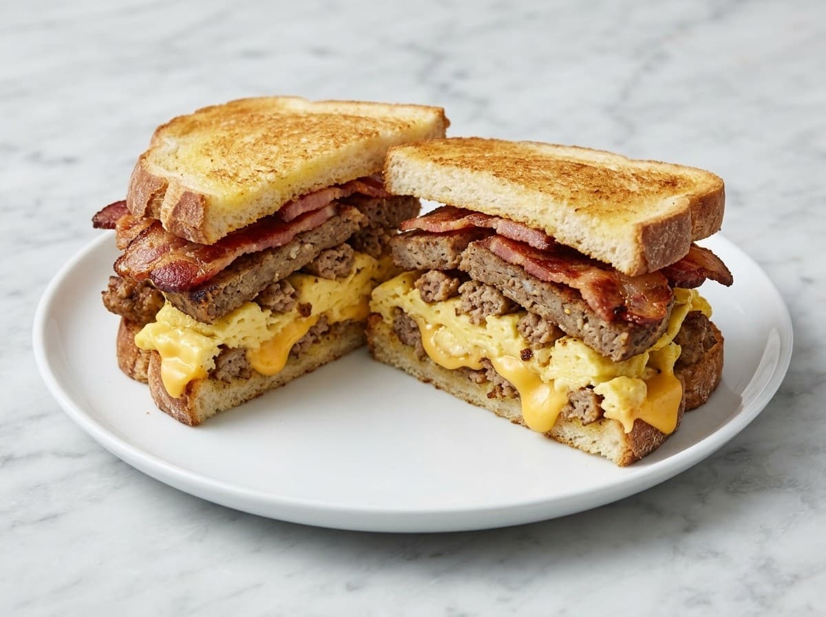 Big Boy Sandwich (Bacon, Scrapple, Sausage, Egg, Cheese)