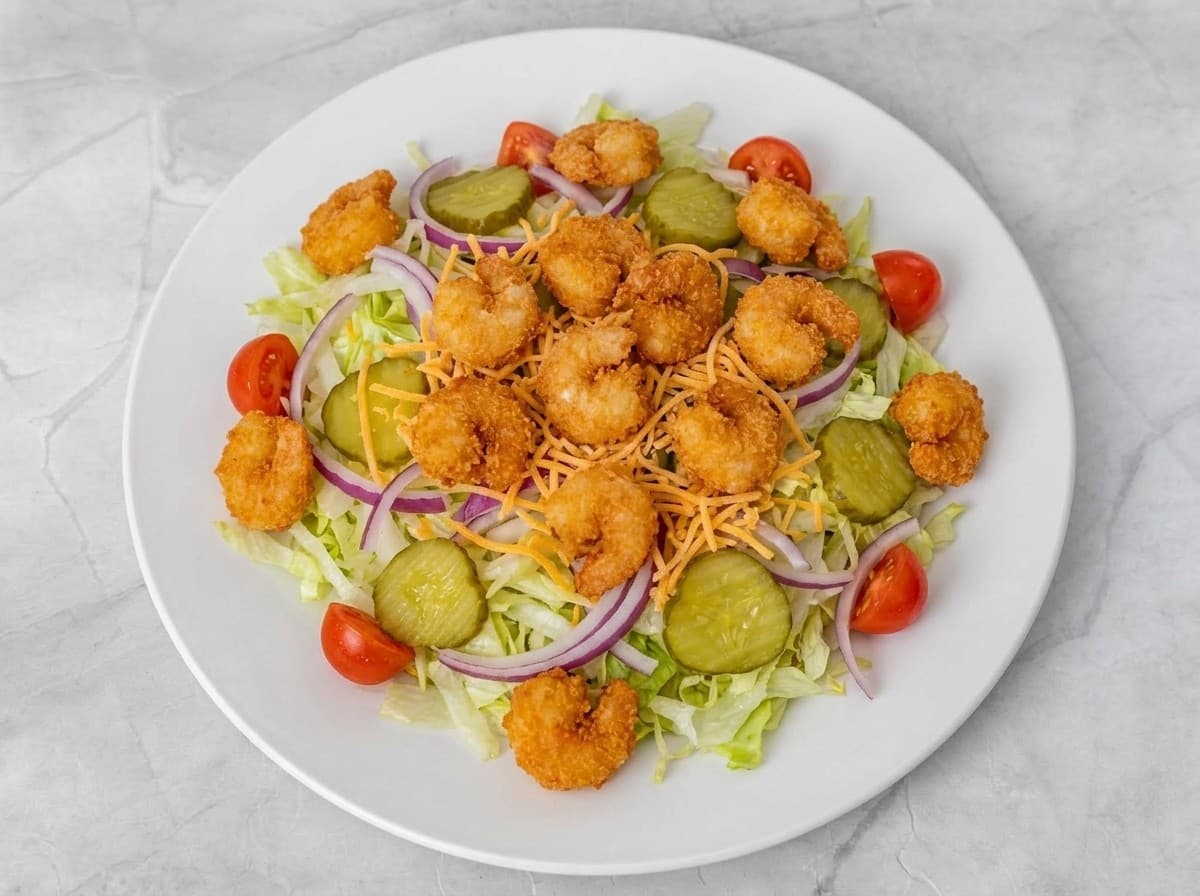 Fried Popcorn Shrimp Salad